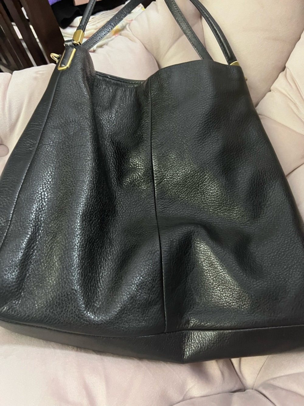 Coach Black Pebbled Leather Shoulder Bag with Gold Hardware